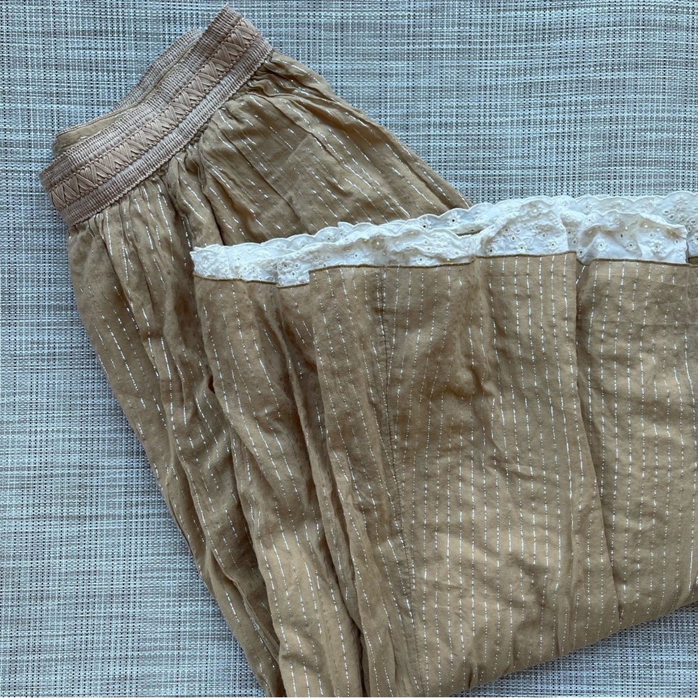 Express Tan Skirt with Embroidered Detail
